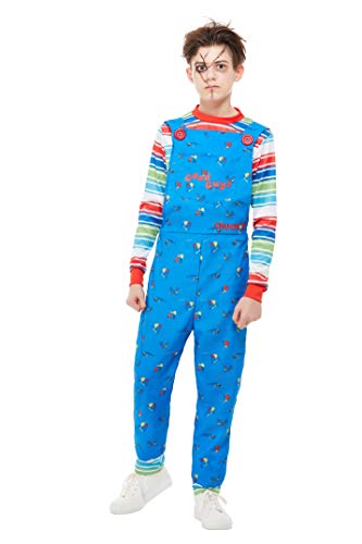 Smiffys 82005S - Disfraz de Chucky con licencia oficial para niños, talla S, color azul