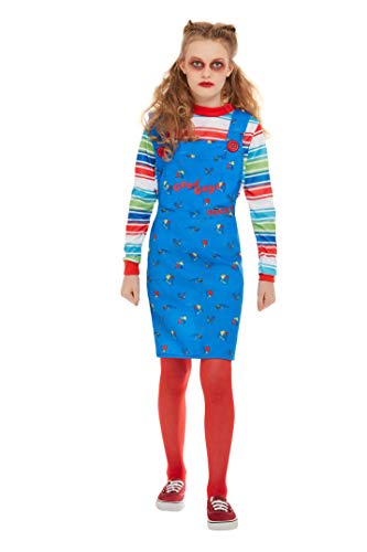 Smiffys 82006S - Disfraz oficial de Chucky, para niñas, color azul, talla S, para niños de 4 a 6 años