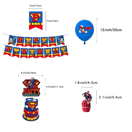 smileh Superman Cumpleaños Fiesta Decoración Superhéroes Globos Vengadores Pancarta de Feliz Cumpleaños Marvel Decoración de Tartas para Niños Superman Favor de Fiesta Temática