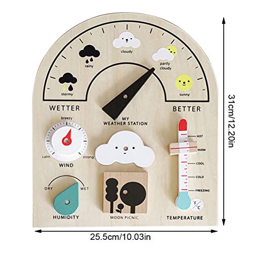 Smosyo Tabla meteorológica de madera, tabla de aprendizaje, estación meteorológica temprana, juguete educativo, regalo para niños y niñas