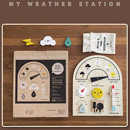 Smosyo Tabla meteorológica de madera, tabla de aprendizaje, estación meteorológica temprana, juguete educativo, regalo para niños y niñas