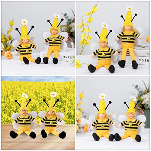 SOIMISS Abeja de Miel de Peluche de Felpa de Juguete de Ángel Muñecas de Punto de Peluche de Juguete Alas de Abejorro Muñeca de Niño Estilo 33X15X7CM