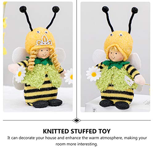 SOIMISS Huggable Abeja Amarilla de Punto Miel Abeja Muñeca con ala de Juguete Almohada de Insectos Cojín de Juguete Suministros de Cama para Niños Niño