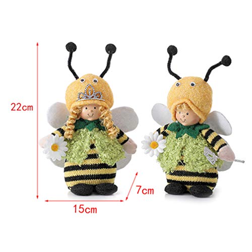 SOIMISS Huggable Abeja Amarilla de Punto Miel Abeja Muñeca con ala de Juguete Almohada de Insectos Cojín de Juguete Suministros de Cama para Niños Niño