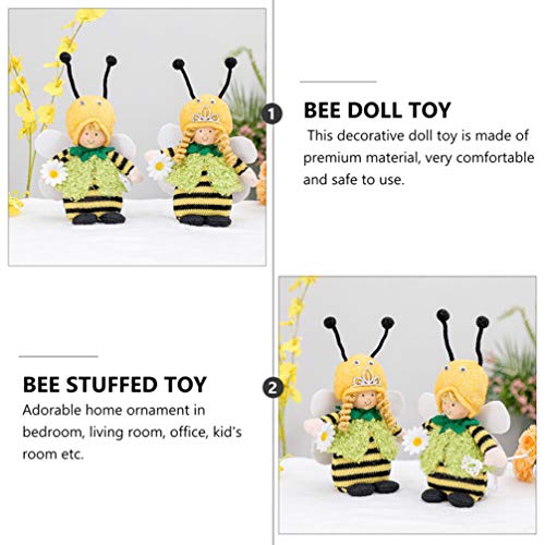 SOIMISS Huggable Abeja Amarilla de Punto Miel Abeja Muñeca con ala de Juguete Almohada de Insectos Cojín de Juguete Suministros de Cama para Niños Niño