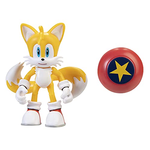 Sonic - The Hedgehog Figuren, Tails w/Star Spring Sonic-Figuras Decorativas (10 cm), diseño de Cola Moderna con Estrella, Color Amarillo (Jakks 407024)