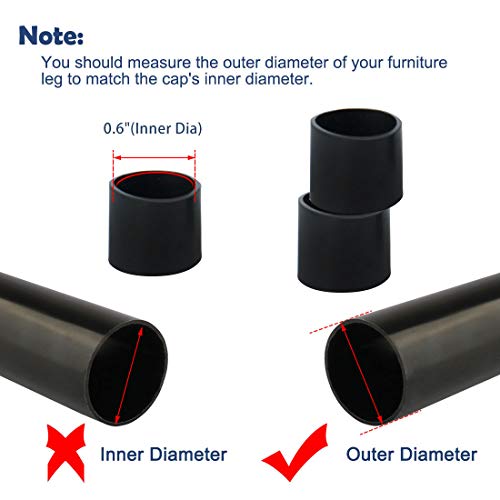 sourcing map Cubierta De Goma Muebles Silla Protector De Patas Pies Pastillas 15mm Agujero 5pcs