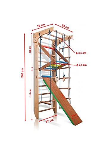 SportBaby - EU Warehause Escalera Sueca Barras de Pared Kinder-3-240-Color, Gimnasia de los niños en casa, Complejo Deportivo de Gimnasia