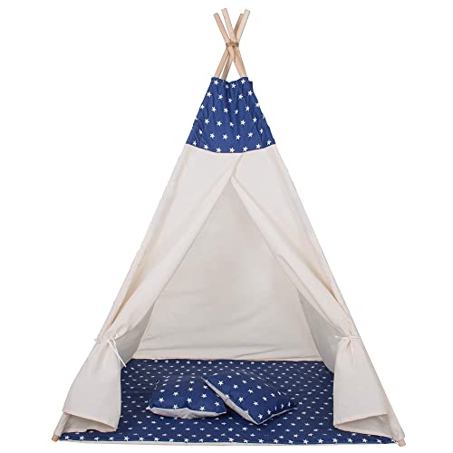 Springos, Estrella Rosa, Niños, Tienda Tipi, Wigwam con Colchoneta de Algodón, Tienda de Campaña Infantil, Tipi de Juego a los Indios, Rincón de Cariño 160 * 120 * 100 cm