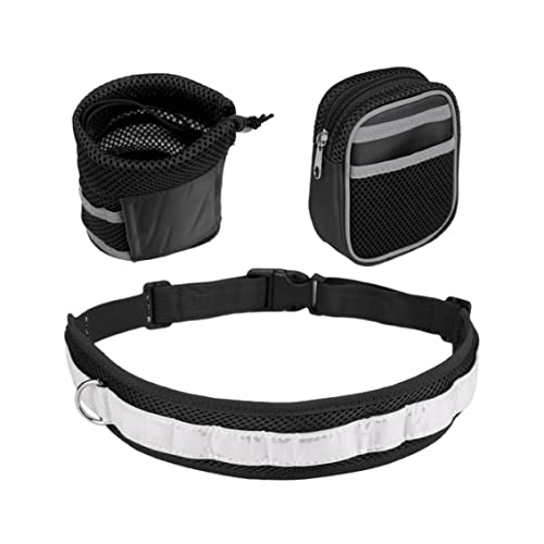 Sraeriot Set de Cuerda de Remolque Pet Correcciã“N Cintura de Cintura Manos Libres Perro Correa Caminar Correa Plomo Jogging Correa elástica con Bolsas de Tira reflexiva Kit de Entrenamiento Negro