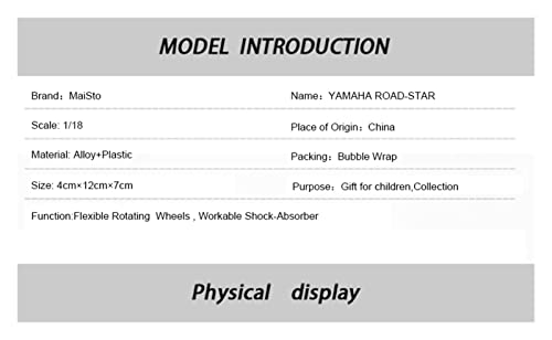 SRJCWO Modelo de Motocicleta Adecuado para 1:18 Yamaha Road Sta colección de Juguetes Modelo de Motocicleta de aleación de fundición a presión Coche de simulación