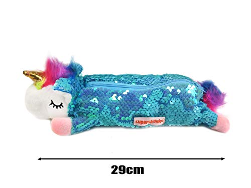 SSK superskunk Estuche de Unicornio con Lentejuelas (Varios Modelos) (Azul)