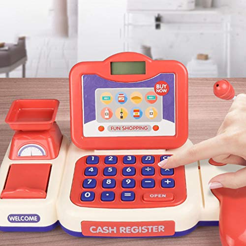 STOBOK Cash Register Playset Supermercado Play Center Pretend Play Cash Register Talk Toy Carrito de Compras Play Toy Toys Accesorios para Niños Stem Aprendizaje Juguete