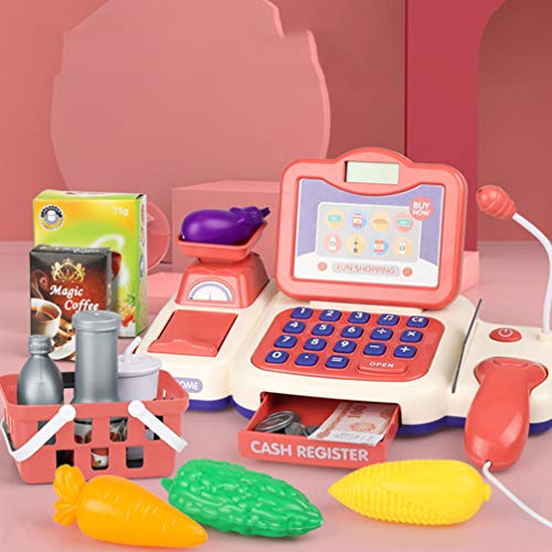 STOBOK Cash Register Playset Supermercado Play Center Pretend Play Cash Register Talk Toy Carrito de Compras Play Toy Toys Accesorios para Niños Stem Aprendizaje Juguete