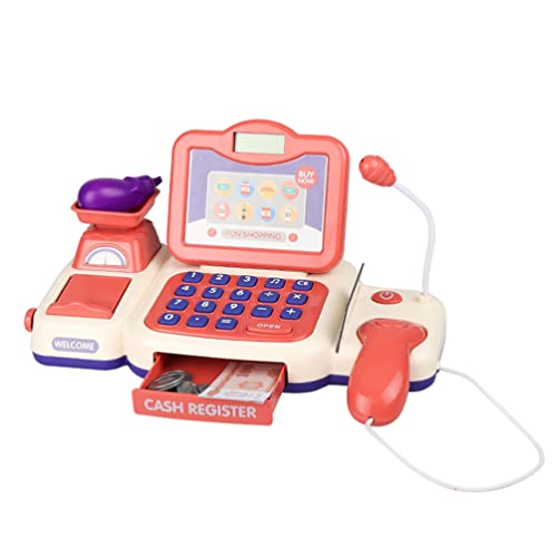 STOBOK Cash Register Playset Supermercado Play Center Pretend Play Cash Register Talk Toy Carrito de Compras Play Toy Toys Accesorios para Niños Stem Aprendizaje Juguete