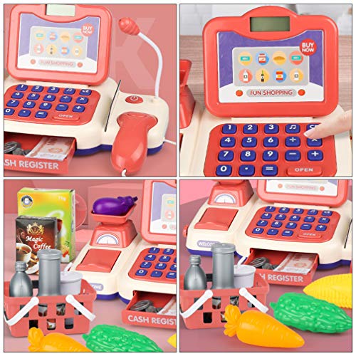 STOBOK Cash Register Playset Supermercado Play Center Pretend Play Cash Register Talk Toy Carrito de Compras Play Toy Toys Accesorios para Niños Stem Aprendizaje Juguete