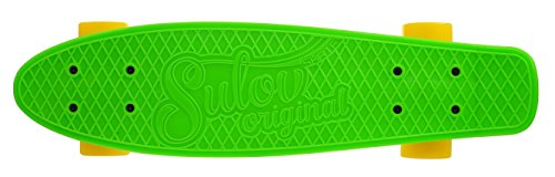 SULOV Penny Tarjeta Neon Speedway, Unisex, Penny Board Neon Speedway, Verde/Amarillo, 55 x 14.5 x 12 cm