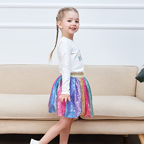 Sunny Fashion Chicas Falda Arco Iris Unicornio Lentejuela Espumoso Tutu Bailando 7-8 años