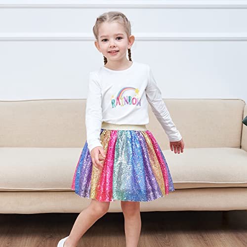 Sunny Fashion Chicas Falda Arco Iris Unicornio Lentejuela Espumoso Tutu Bailando 7-8 años