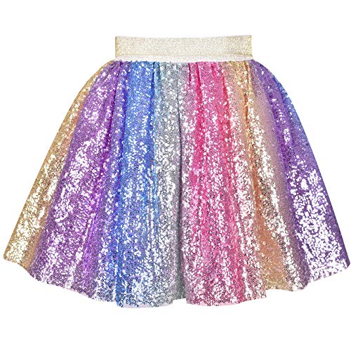 Sunny Fashion Chicas Falda Arco Iris Unicornio Lentejuela Espumoso Tutu Bailando 7-8 años