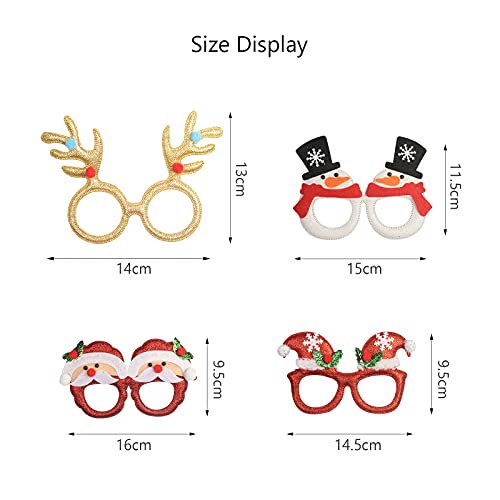 SUNYOK 12pcs Gafas de Navidad Marco de Gafas Navideñas Anteojos de Disfraces de decoración navideña Copas Vasos navideños con Purpurina Fiesta Disfraces Cosplay Decoración Accesorios Photobooth