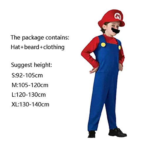 Super Mario Bros Cosplay Disfraz Adultos Niños Halloween Navidad Fantasia Mario Uniforme MARIO & LUIGI Cosplay Regalos dropshipping, Boys Red, XL