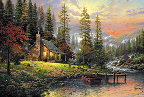 Super Power® Premium 1000 Pedazos Otoño Bosque Río Paisaje Cálido Pintura al óleo Puzzle Rompecabezas de Madera Juguetes para Adultos Familia Decoración de la Pared