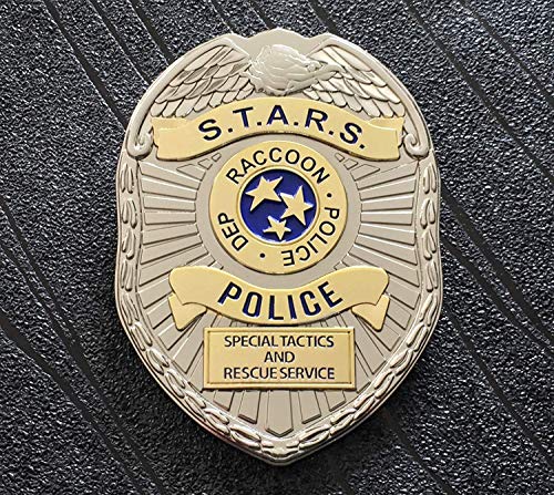 Super6props Raccoon City Police Dep S.T.A.R.S. Metal Prop Costume / Cosplay Badge con Accesorio de Clip (75 mm x 55 mm)