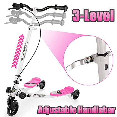 Swing Wiggle Scooter para niños de 3 a 8 años, plegable y peculiar diversión a la deriva Tri Speeder con manillar ajustable de 3 niveles Push Speeder Freestyle Talla