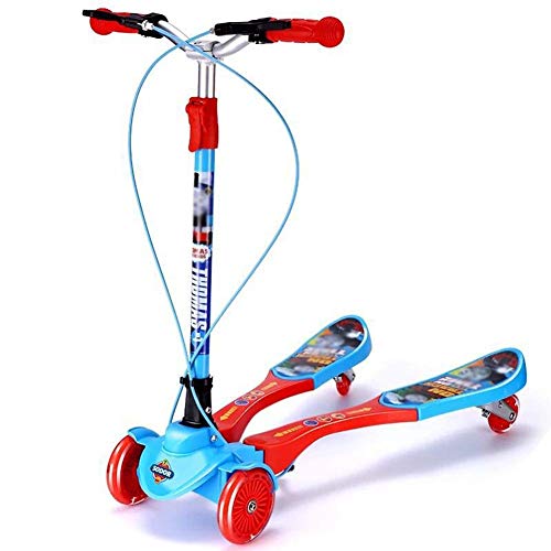 SZNWJ Ygqtbc El Columpio Plegable Vespa Scooters Kick Wiggle Self propulsar Speeder Deportes al Aire Libre con Manillar Regulable en Altura for Niños/Niña/Niños (Color : Red)