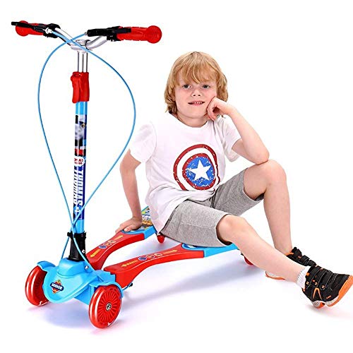 SZNWJ Ygqtbc El Columpio Plegable Vespa Scooters Kick Wiggle Self propulsar Speeder Deportes al Aire Libre con Manillar Regulable en Altura for Niños/Niña/Niños (Color : Red)