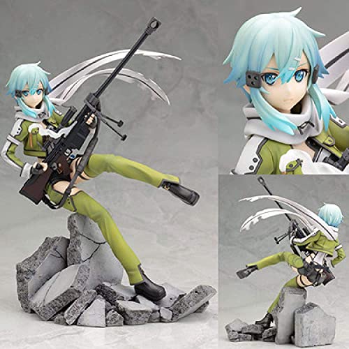 SZSHJR Anime Caracteres Model Statue Sword Art Online II 1/8 Sinon Phantom Bullet PVC Anime Anime DOLUCIÓN Muñeca Adornos Colección Juguete Animación Modelo 23 cm Regalos para los Amantes del Anime