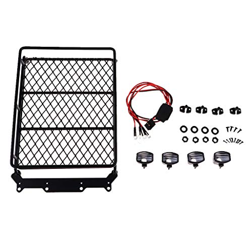 T TOOYFUL Rack de Techo 1/10 con Kit de Luz LED para Axial SCX10 D90 CC01 Rock Crawler Accs - a