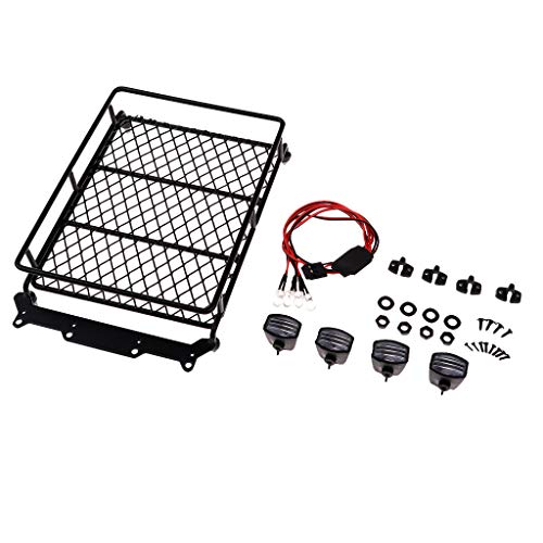 T TOOYFUL Rack de Techo 1/10 con Kit de Luz LED para Axial SCX10 D90 CC01 Rock Crawler Accs - a