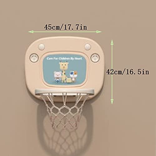 Tablero de Baloncesto Aro de Baloncesto con Forma de Dibujos Animados para niños, Juguete Infantil montado en la Pared del Baloncesto, aro de Baloncesto elevable con Ventosa (Color : Beige)