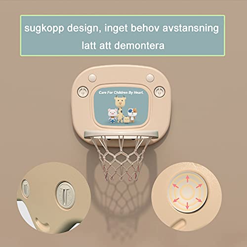 Tablero de Baloncesto Aro de Baloncesto con Forma de Dibujos Animados para niños, Juguete Infantil montado en la Pared del Baloncesto, aro de Baloncesto elevable con Ventosa (Color : Beige)