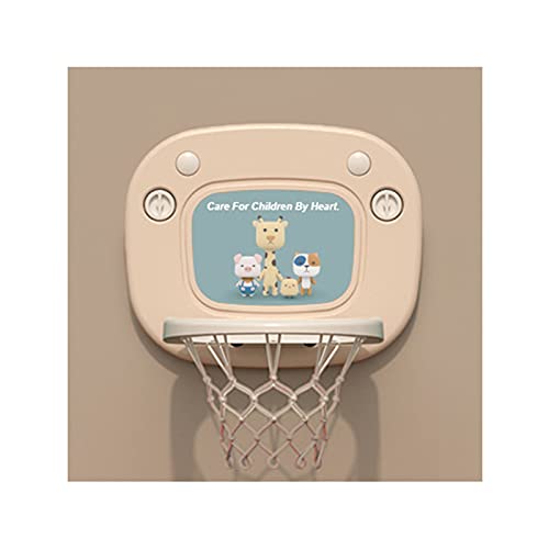 Tablero de Baloncesto Aro de Baloncesto con Forma de Dibujos Animados para niños, Juguete Infantil montado en la Pared del Baloncesto, aro de Baloncesto elevable con Ventosa (Color : Beige)