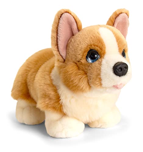 tachi Perro de peluche Corgi, color beige y blanco, 32 cm