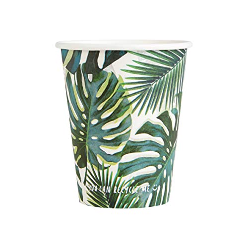 Talking Tables, FST5-CUP-PALM, Tropical Fiesta Palm Paper Disposable Cups 8Pk 250Ml, Ideal for Barbeque and Picnic