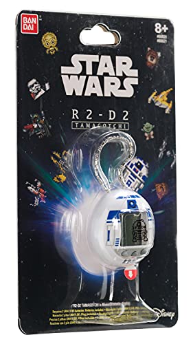 TAMAGOTCHI- Star Wars R2D2-Droide Virtual para Mascotas con Mini Juegos, Clips Animados, Modos adicionales y Llavero-(Blanco), Multicolor (Bandai 88821)