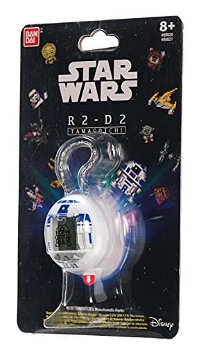 TAMAGOTCHI- Star Wars R2D2-Droide Virtual para Mascotas con Mini Juegos, Clips Animados, Modos adicionales y Llavero-(Blanco), Multicolor (Bandai 88821)