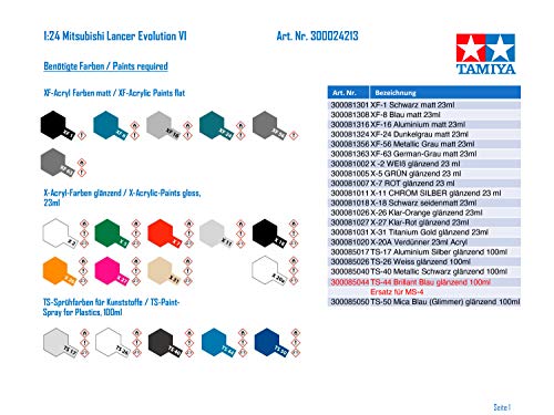 Tamiya 300024213 - Maqueta de coche Mitsubishi Lancer Evolution VI (escala 1:24)