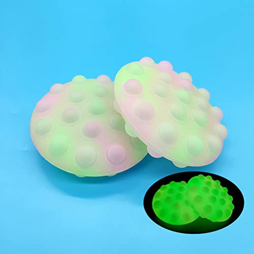 TangYang Push Bubbles Pop Stress Balls for Kids Adults,Light Up Push Bubble Ball Glow in The Dark Stress Relief Ball Silicone Luminous Sensory Toy Decompression Toy Gifts