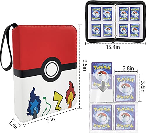 Tarjetero álbum, carpeta de tarjetas Pokemon con mangas extraíbles, soporta hasta 400, carpeta de transporte compatible con tarjetas Pokemon TCG