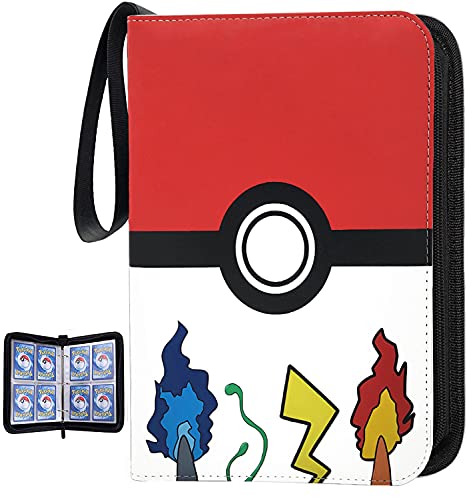 Tarjetero álbum, carpeta de tarjetas Pokemon con mangas extraíbles, soporta hasta 400, carpeta de transporte compatible con tarjetas Pokemon TCG