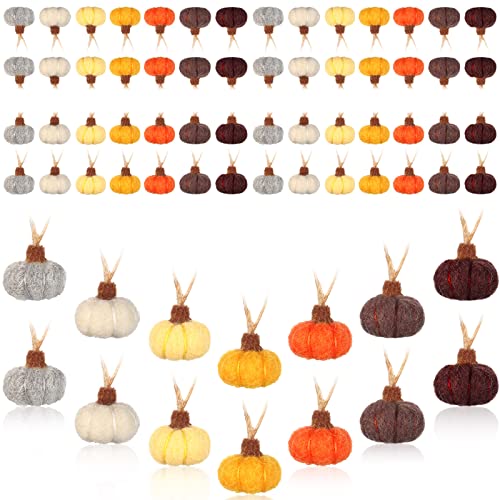 Tatuo 70 Adornos de Calabaza de Fieltro de Lana Bola de Calabaza de Fieltro para Decoración de Otoño Acción de Gracias Pompón de Calabaza de Fieltro Colorido para DIY Manualidades Interior Hogar