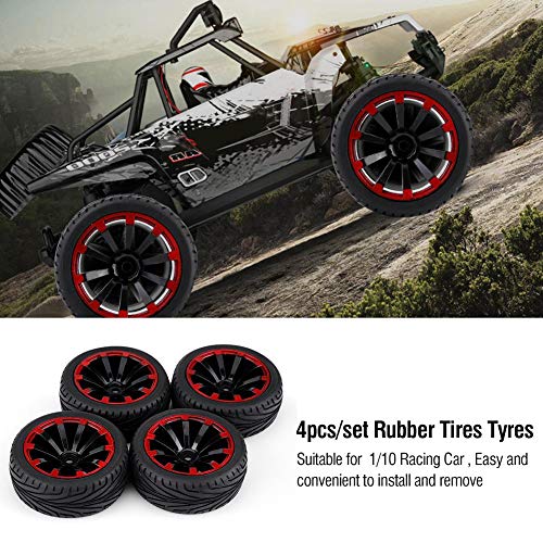 Tbest Neumáticos 4pcs RC, Llantas para vehículos Todoterreno RC Crawler Tire Ruedas de Goma para RC 1:10 Parte del Coche(10 Agujeros)