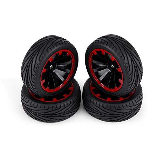 Tbest Neumáticos 4pcs RC, Llantas para vehículos Todoterreno RC Crawler Tire Ruedas de Goma para RC 1:10 Parte del Coche(10 Agujeros)