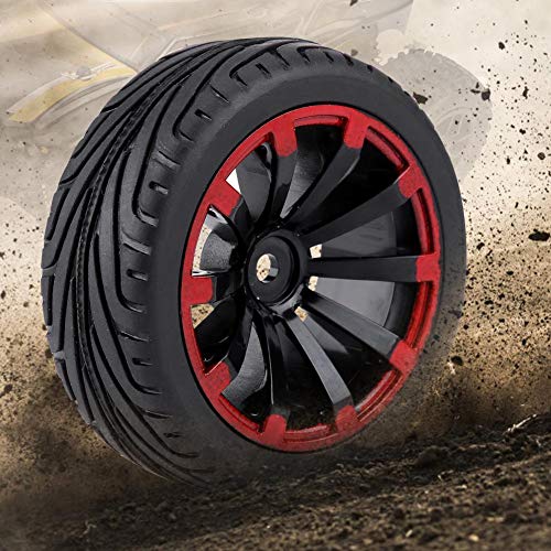 Tbest Neumáticos 4pcs RC, Llantas para vehículos Todoterreno RC Crawler Tire Ruedas de Goma para RC 1:10 Parte del Coche(10 Agujeros)