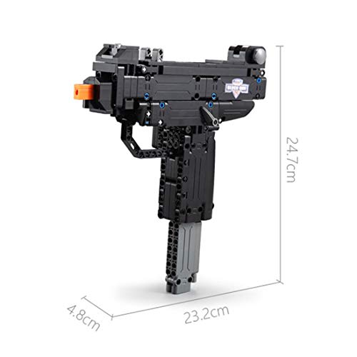 Technic - Bloques de construcción de armas mecánicas, MBKE 359 piezas modelo de subametralladora con revista y dardos, Swat militar armas modelo de construcción juego compatible con Lego Technic